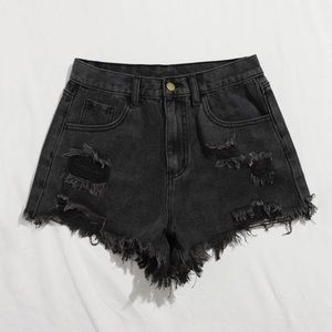 Black denim shorts